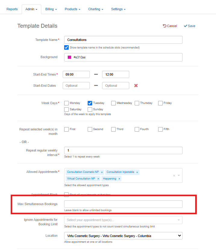 Max Simultaneous Bookings